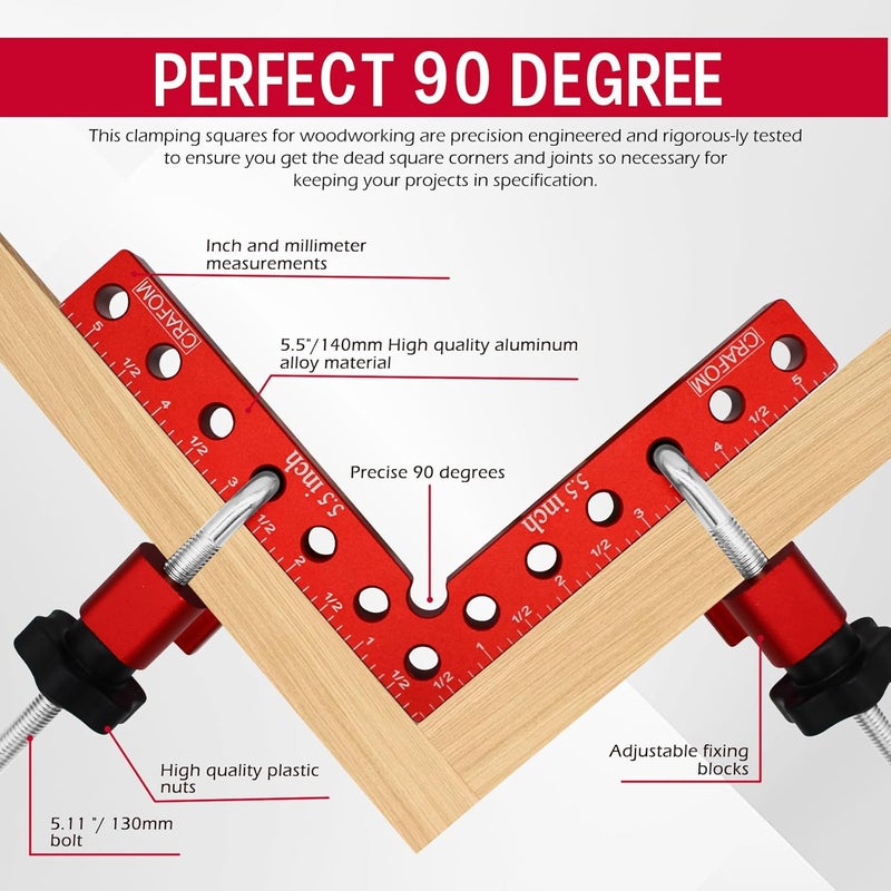 crafom Corner Clamp for Woodworking, 90 Degree Corner Clamp With Box, Set of 8(3” 5.5”) Aluminum Alloy Right Angle Clamp, Wood Working Tools, Positioning Squares for Frame, Box, Cabinets, Drawers. - Image 5